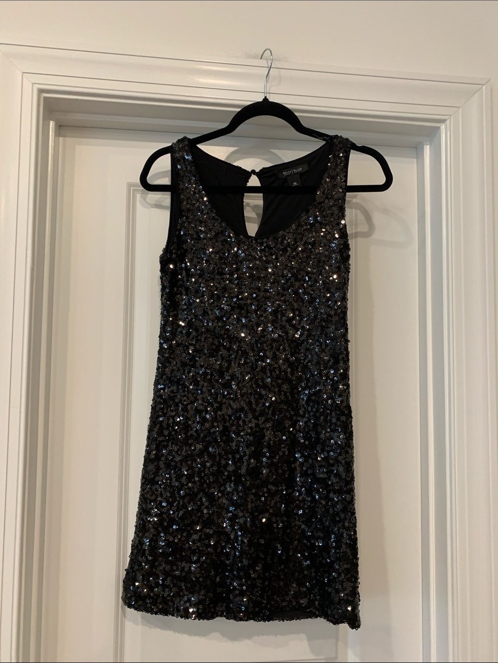 White House Black Market Black slip on Sequin Shift Dress NWOT